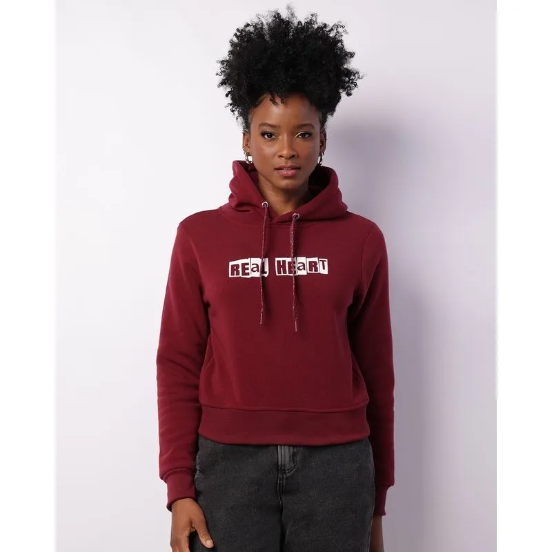 Blusão Moletom Feminino Com Capuz Estampa Vinho GG