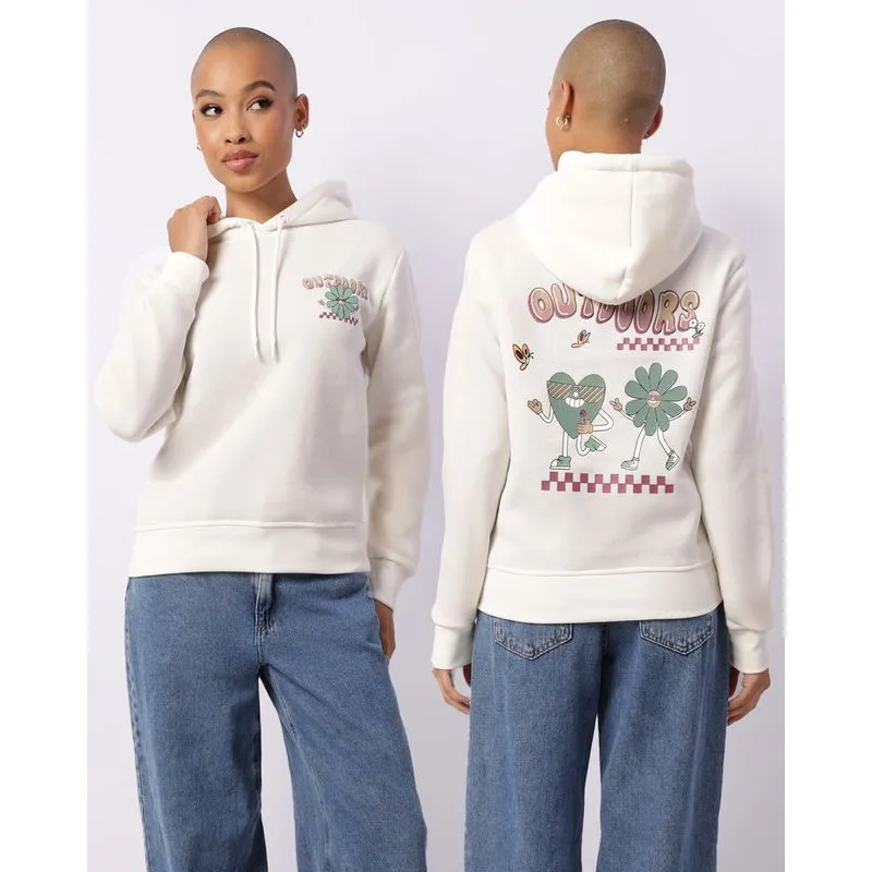 Blusão Moletom Feminino Estampa Frente E Costas Com Capuz Off White M