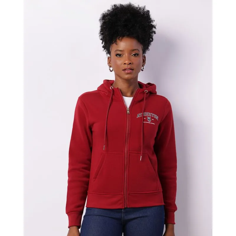 Jaqueta Moletom Feminino Com Capuz Bolso Vinho GG
