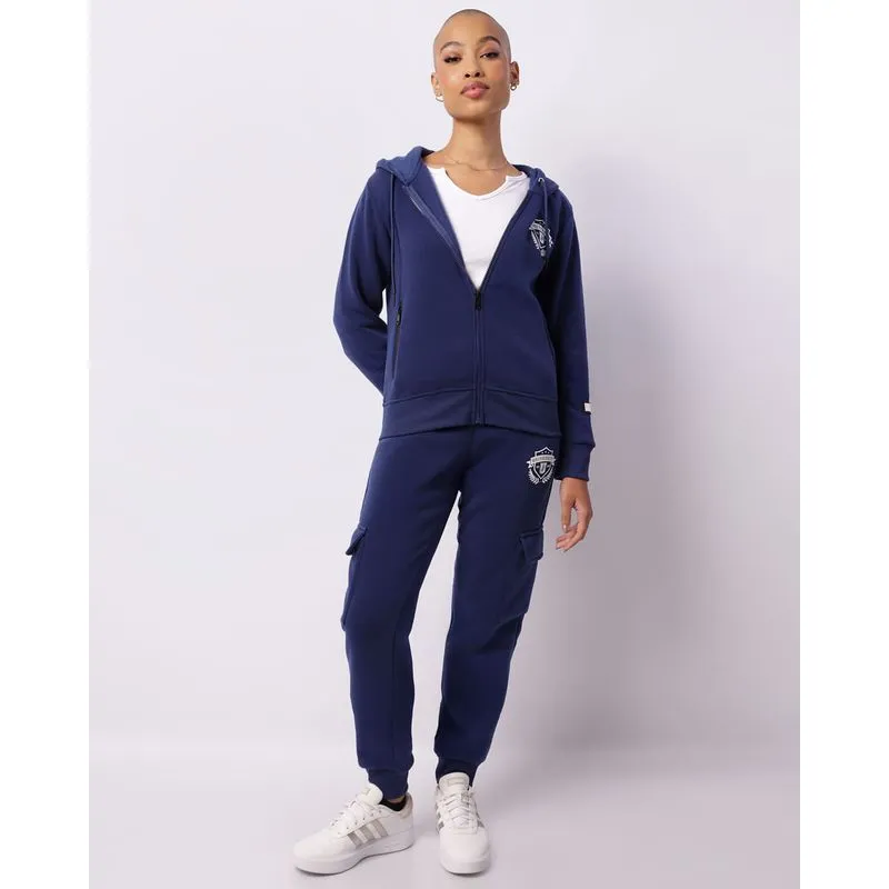 Calça Moletom Feminina Jogger Bolso Cargo Com Estampa Azul GG