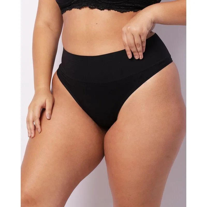 Calcinha Plus Size Feminina Fio Dental Sem Costura Zee Rucci Preta G1