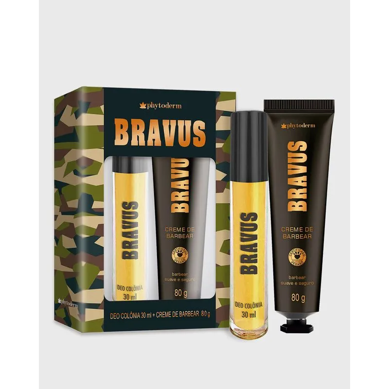 Kit Masculino Phytoderm Bravus Mini Colônia Creme De Barbear 80g UN