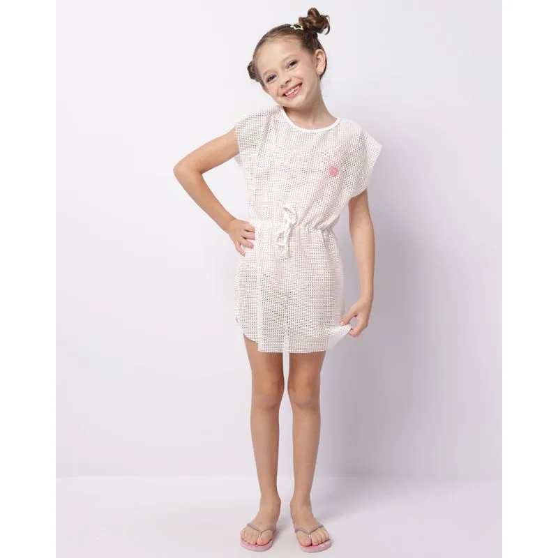 Saída de Praia Vestido Infantil Telada Off White 4