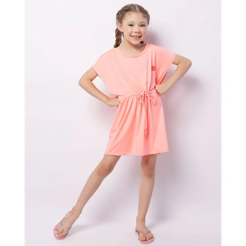 Saída de Praia Vestido Infantil Neon Rosa 10