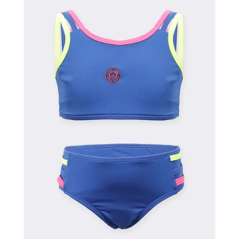 Conjunto Biquíni Infantil Alça Com Tiras Azul 6