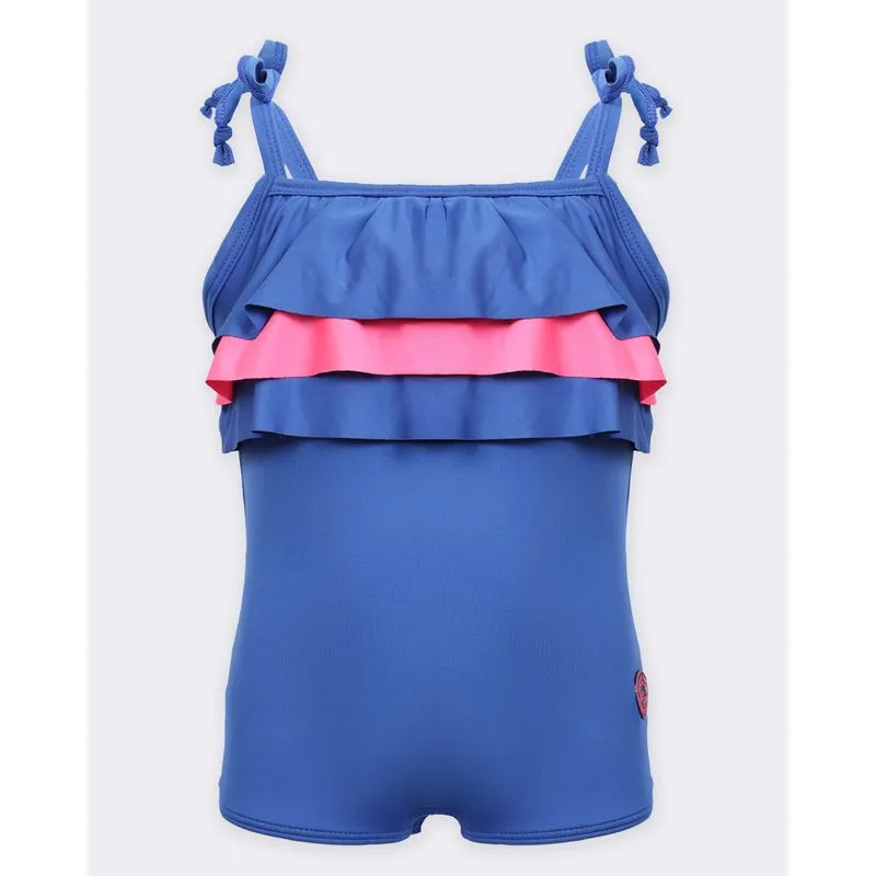 Maiô Infantil Com Babado Alça Amarração Proteção UV50+ Azul 4