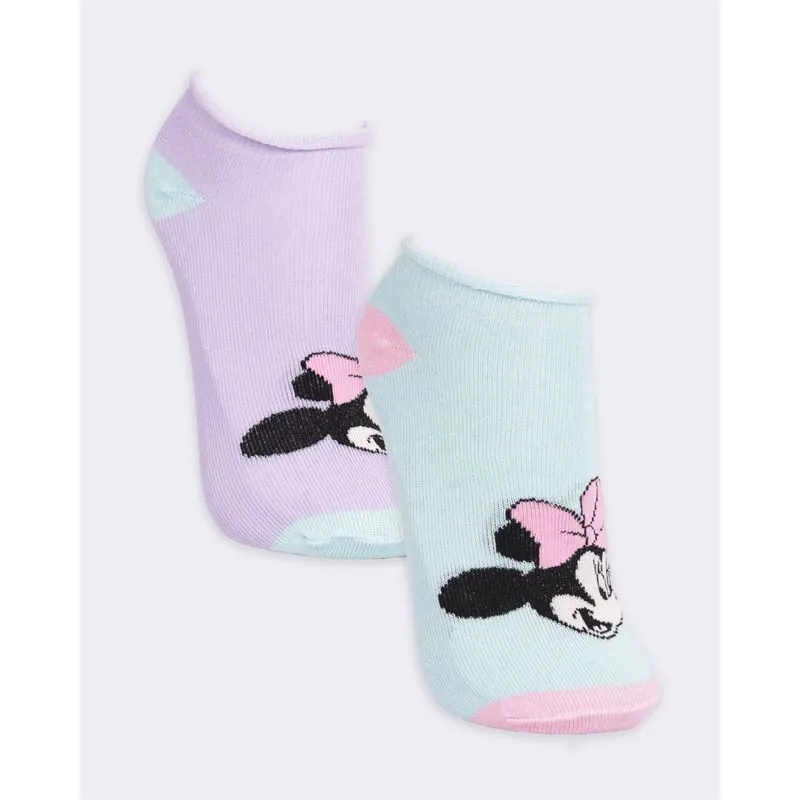 Kit 2 Pares De Meia Infantil Disney Estampa Minnie Roxo E Verde 26 A 29