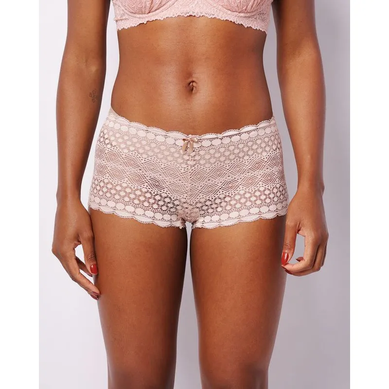 Calcinha Feminina Caleçon Renda Bege M