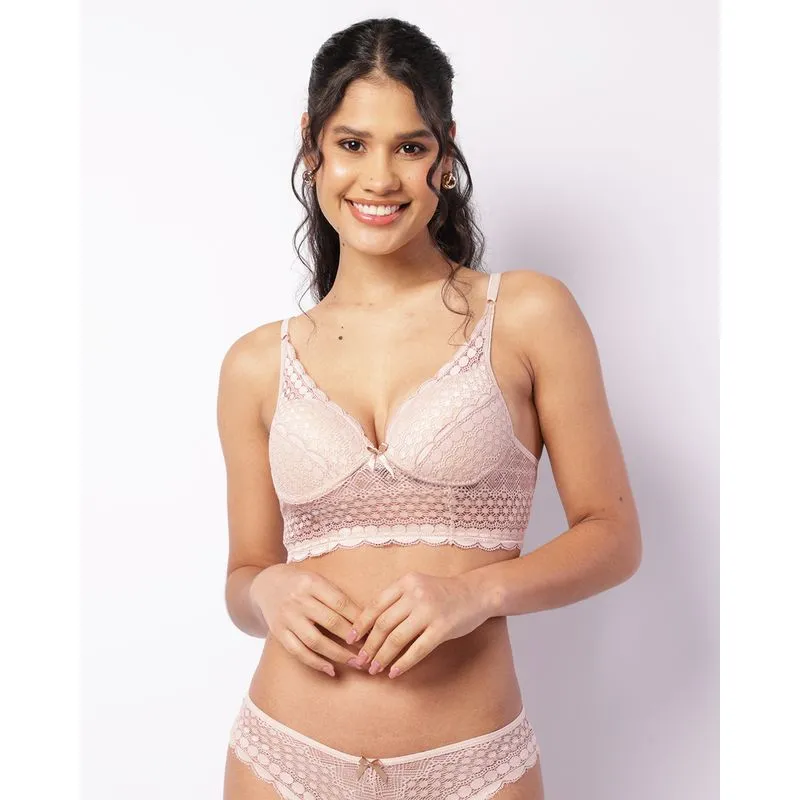 Sutiã Feminino Com Base Bojo E Renda Bege 42