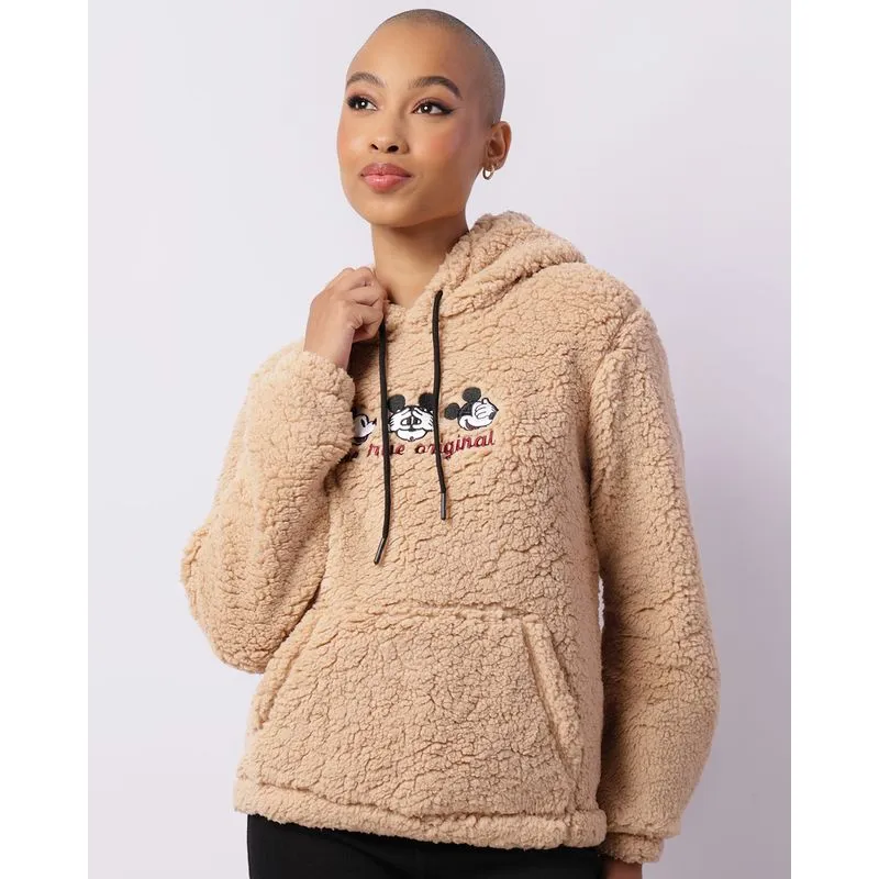 Blusão Feminino Disney Mickey Peluciado Bege G
