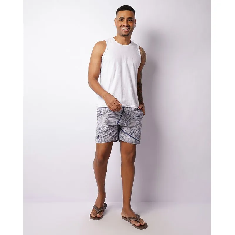 Bermuda Surf Masculina Estampada com Cordão Cinza M