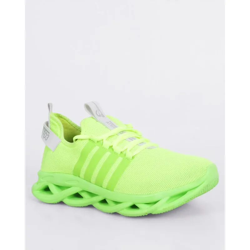 Tênis Masculino Esportivo Recorte Texturizado Neon Verde 39