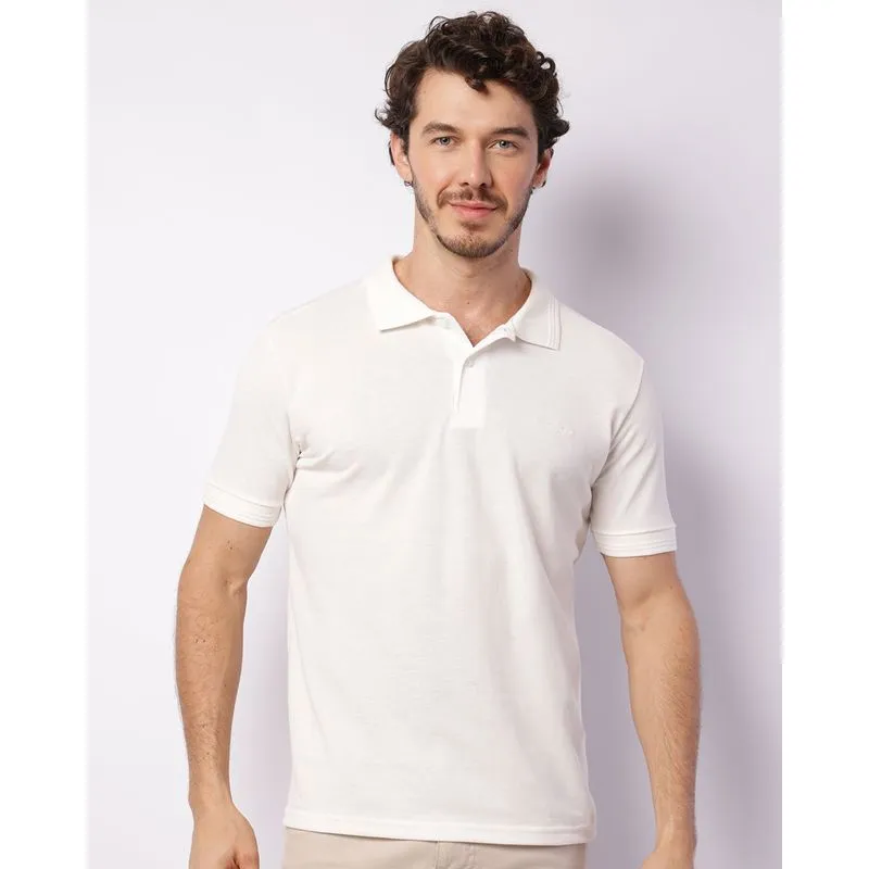 Camisa Polo Masculina Manga Curta Piquet Off White M