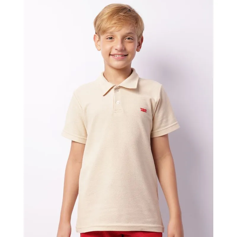 Camisa Polo Juvenil Manga Curta Bege 12