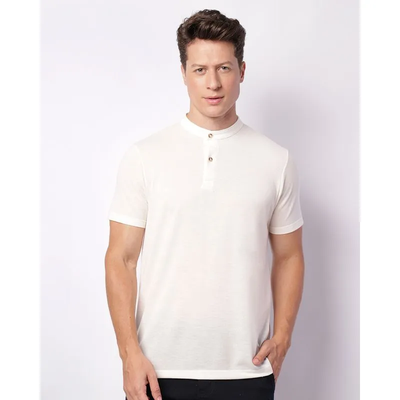 Camiseta Masculina Gola Padre com Botões Off White M