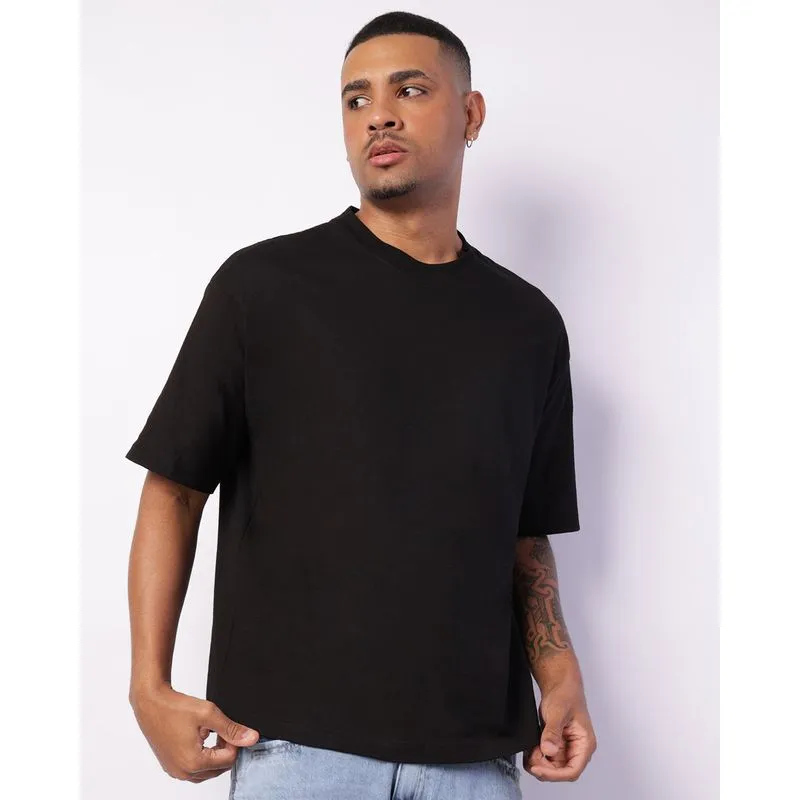 Camiseta Masculina Oversized Recorte Preta GG