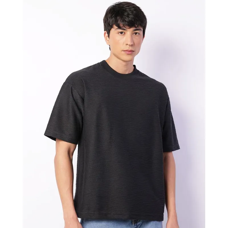 Camiseta Masculina Texturizada Manga Curta Preta M