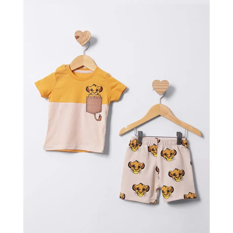 Conjunto Bebê Curto Disney O Rei Leão Amarelo P