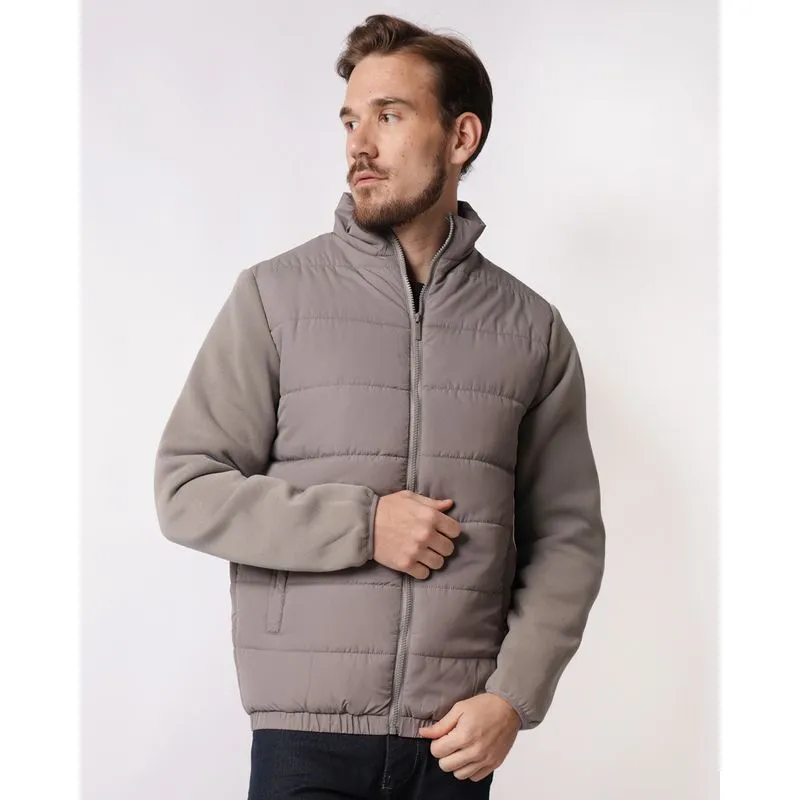 Jaqueta Masculina Puffer com Bolsos Cinza G