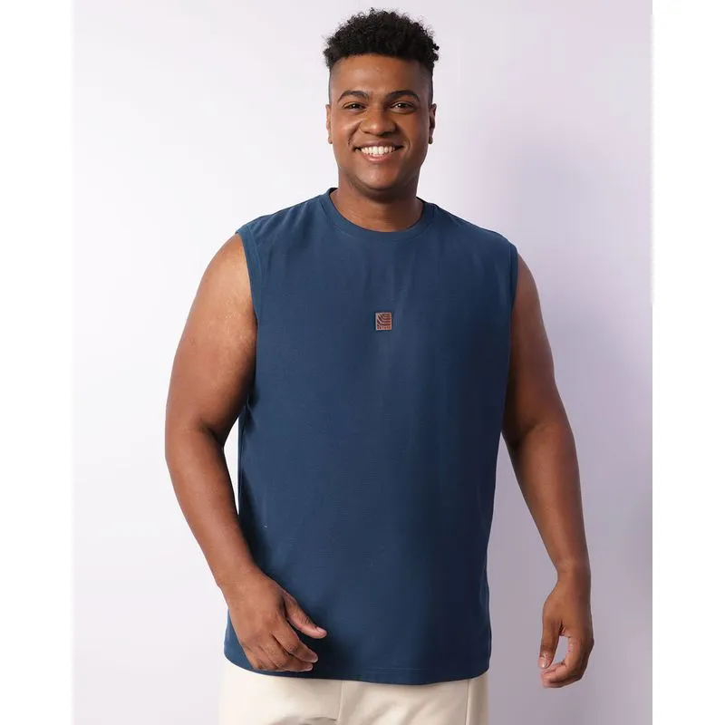 Regata Plus Size Masculina Texturizada Marinho G3