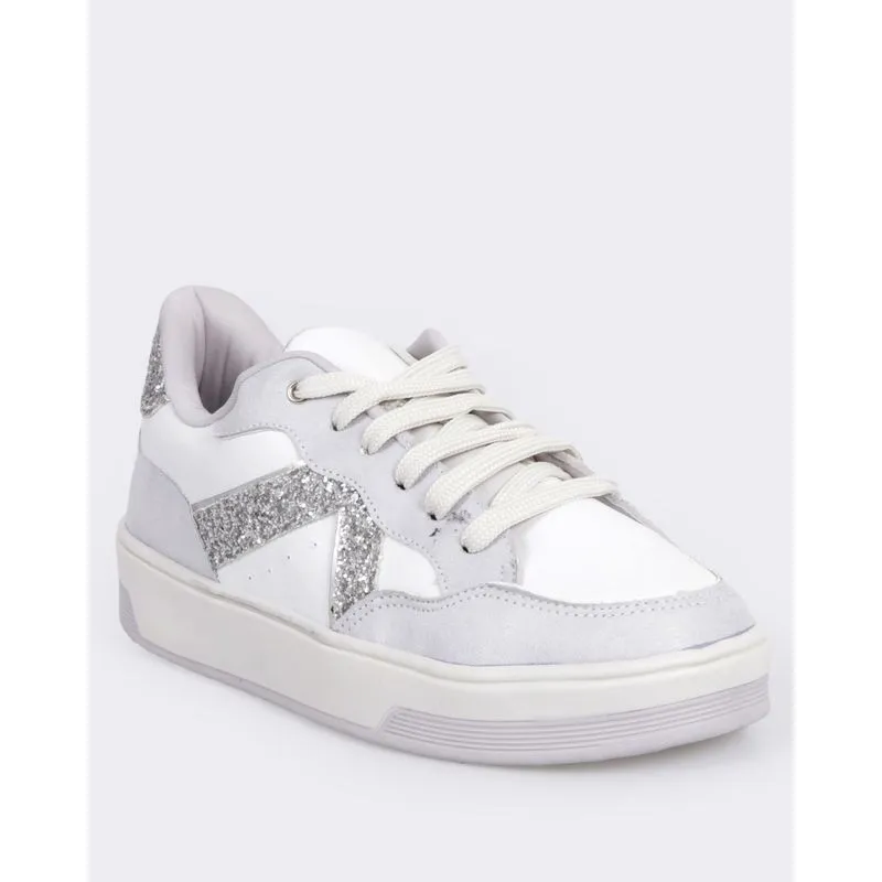 Tênis Feminino Casual Donatta Recortes Strass Branco 34