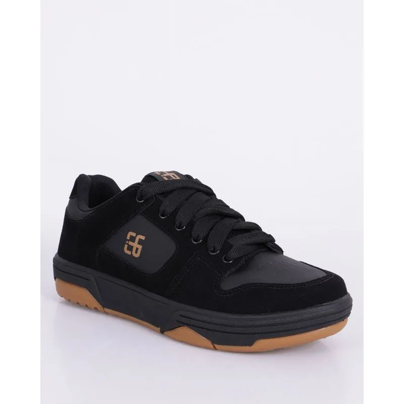 Tênis Masculino Casual Recortes Com Camurça Preto 42