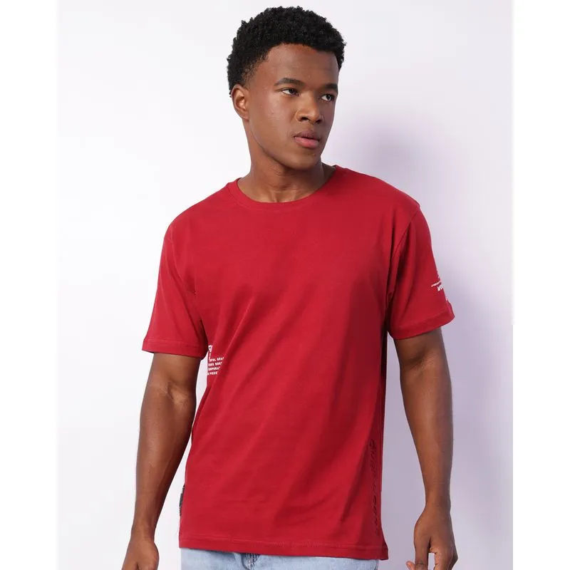 Camiseta Masculina Manga Curta Oversized Estampada Vermelha G