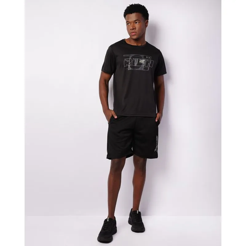 Bermuda Esportiva Masculina Reta Helanca Com Estampa Preta P