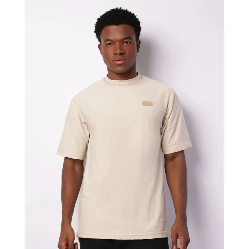 Camiseta Masculina Oversized Texturizada Manga Curta Bege P
