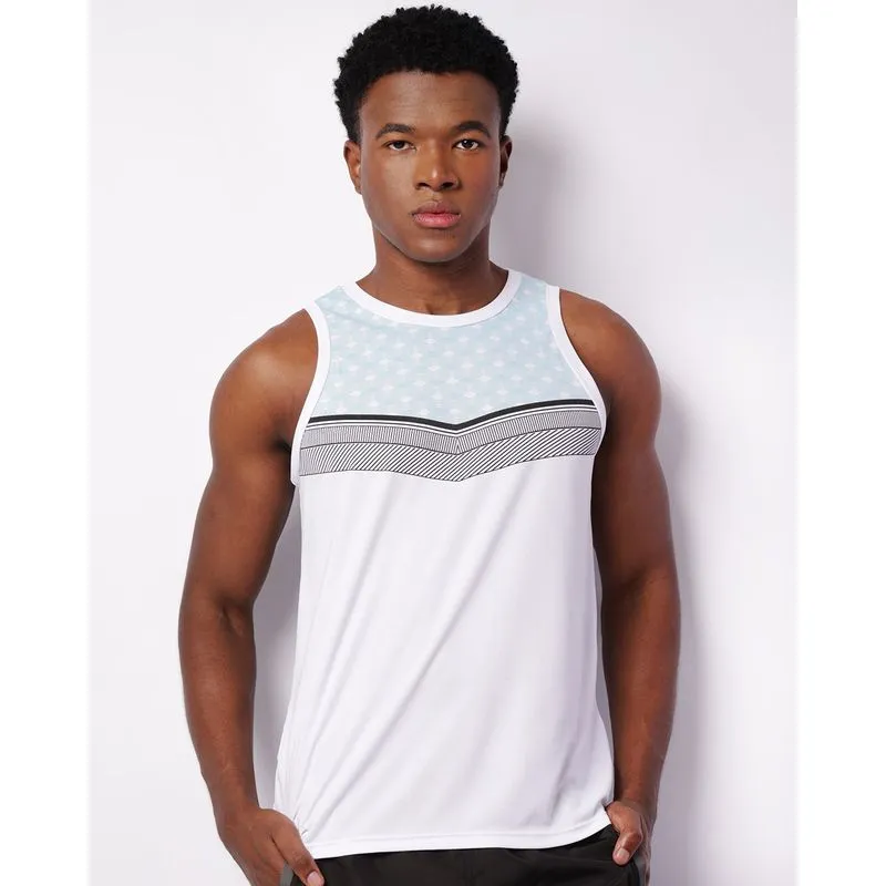 Regata Esportiva Masculina Dry Fit Estampa Branca GG