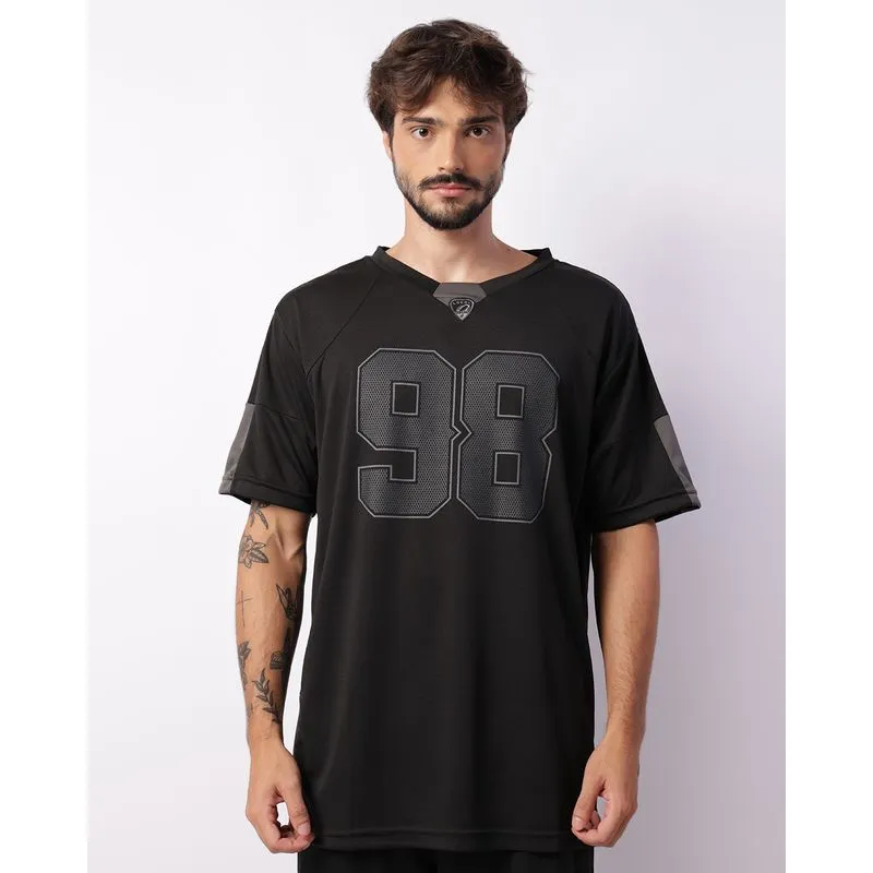 Camiseta Esportiva Masculina Dry Fit Manga Curta Com Estampa Preta P