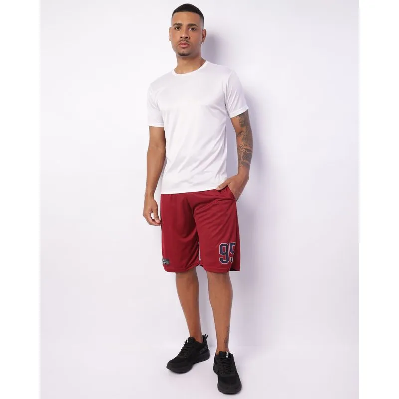 Bermuda Esportiva Masculina Dry Fit Estampa Basquete Com Cordão Vinho G