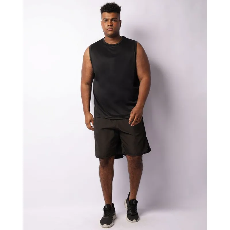 Bermuda Esportiva Plus Size Masculina Com Recortes Preta G2