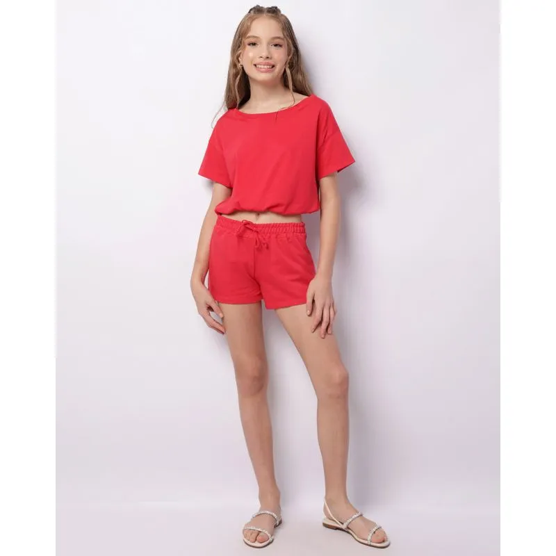 Short Juvenil Curto Moletinho Vermelho 16