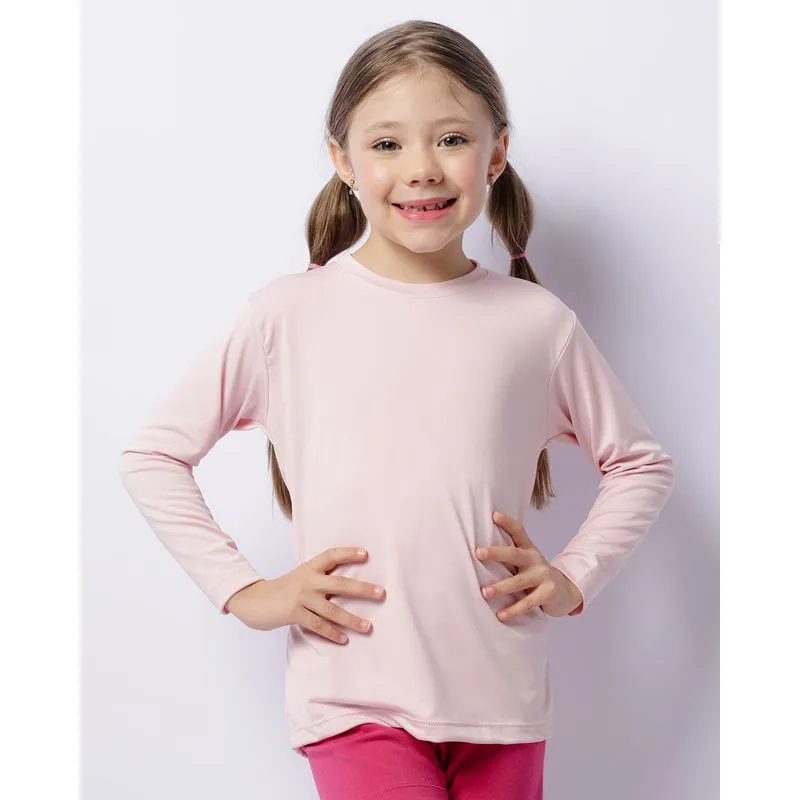 Blusa Proteção UV Infantil Manga Longa Rosa Claro 6