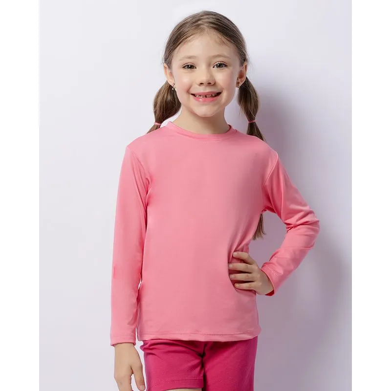 Blusa Proteção UV Infantil Manga Longa Rosa 6