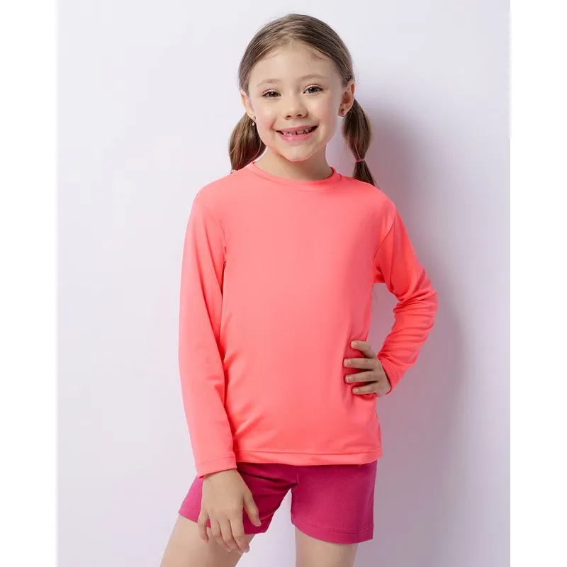 Blusa Proteção UV Infantil Manga Longa Neon Laranja 6