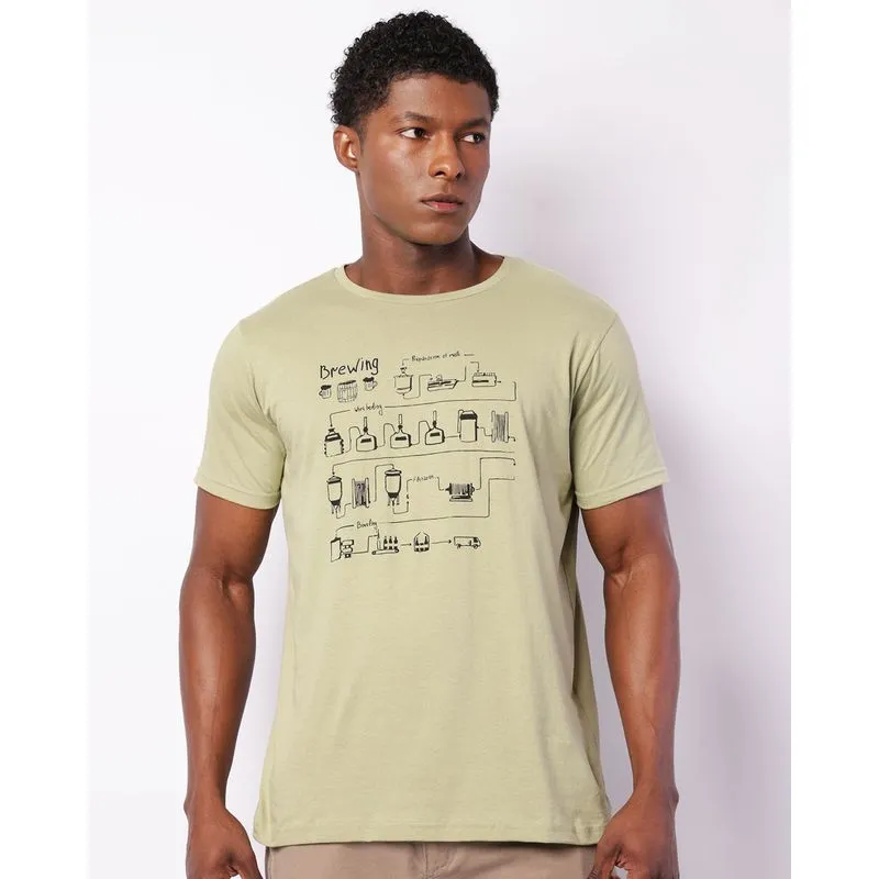 Camiseta Masculina Estampa Frontal Manga Curta Verde P