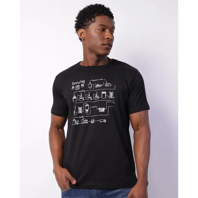Camiseta Masculina Estampa Frontal Manga Curta Preta G