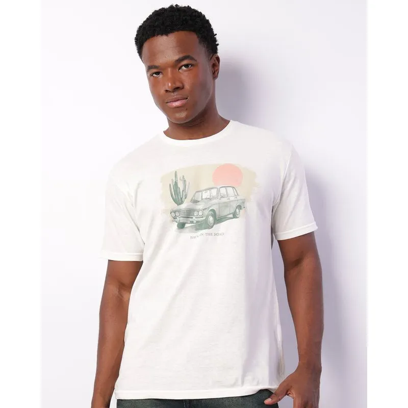 Camiseta Masculina Estampa Carro Manga Curta Off White M