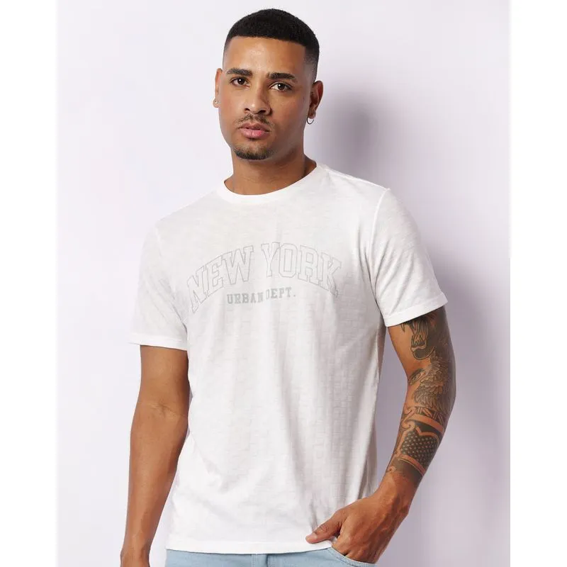 Camiseta Masculina Manga Curta Maquinetada Branca G