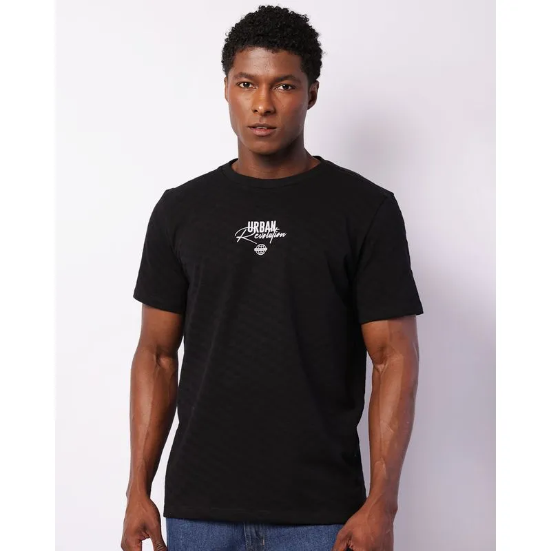 Camiseta Masculina Manga Curta Maquinetada Preta GG