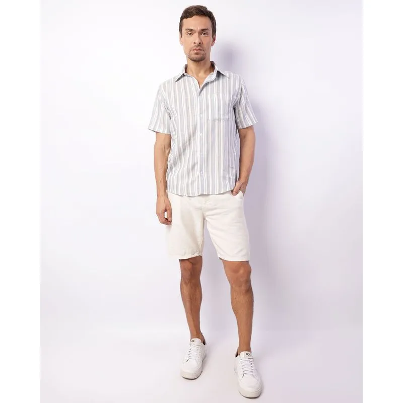 Bermuda Masculina Reta Com Cordão Off White P