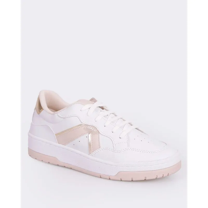 Tênis Feminino Casual Com Recortes Dourados Branco 36