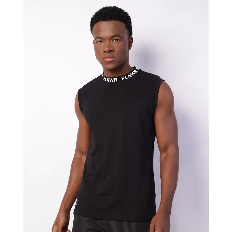 Regata Masculina Machão Gola Estampada Preta P