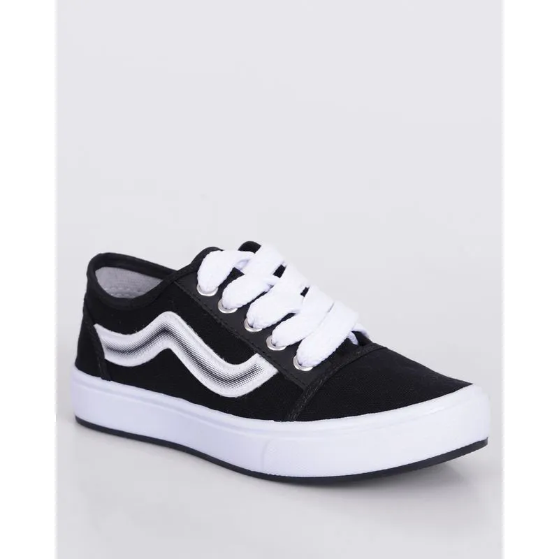 Tênis Infantil Casual Recortes Lona Preto 31/32