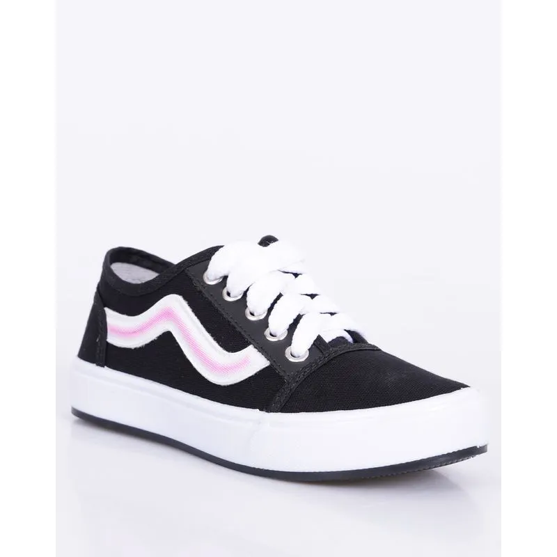 Tênis Infantil Casual Com Faixa Lateral Preto 27/28