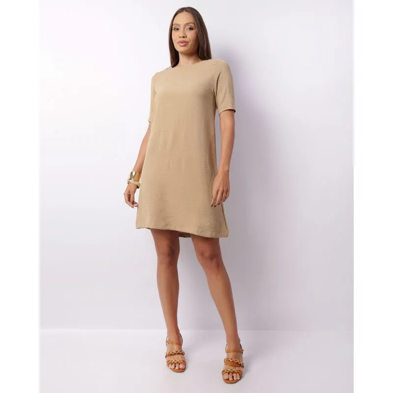 Vestido Feminino Curto Berry & Co. Básico Bege GG