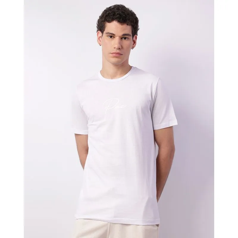 Camiseta Masculina Estampa Frontal Manga Curta Branca GG