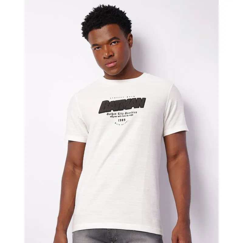 Camiseta Masculina DC Comics Batman Manga Curta Off White G